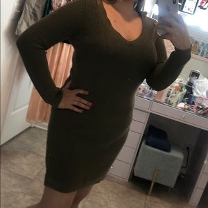 Army green, sweater dress
